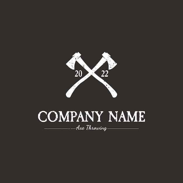 Lumberjack axe cross logo vintage with grunge texture