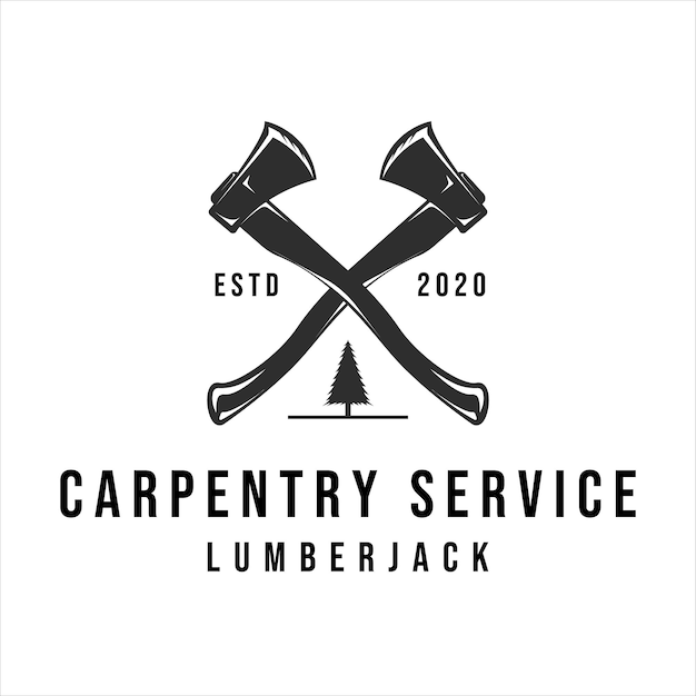 Lumberjack logo vintage vector illustration template icon design. carpentry logo for professional carpenter company concept emblem design