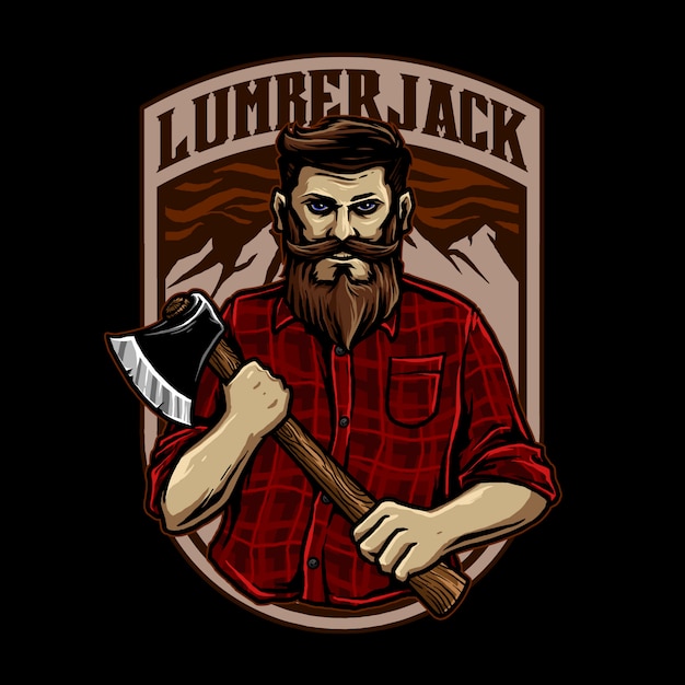 lumberjack man with axe illustration