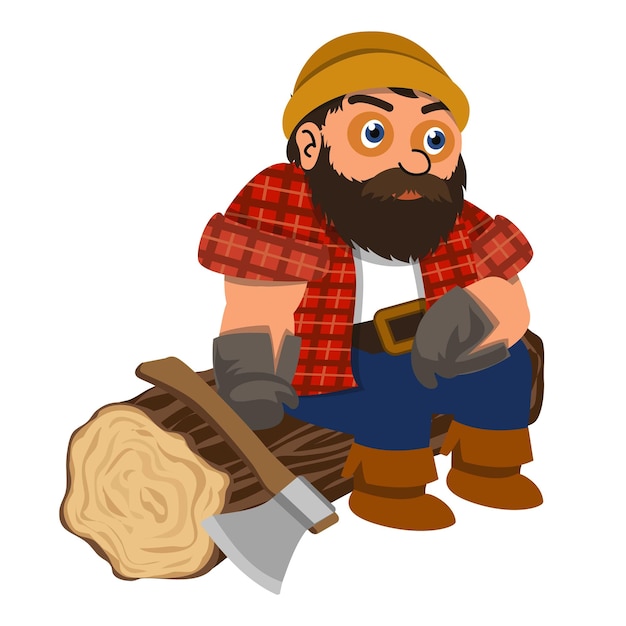 Vector lumberjack resting icon cartoon of lumberjack resting vector icon for web design isolated on white background