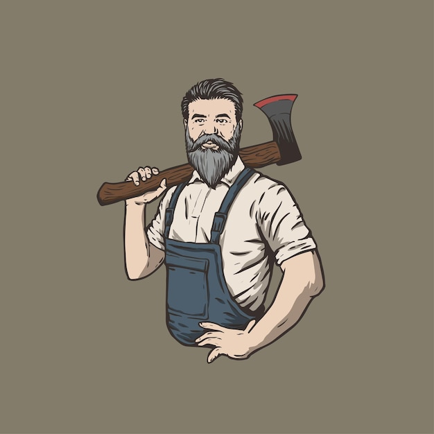 lumberjack vector illustration vintage logo