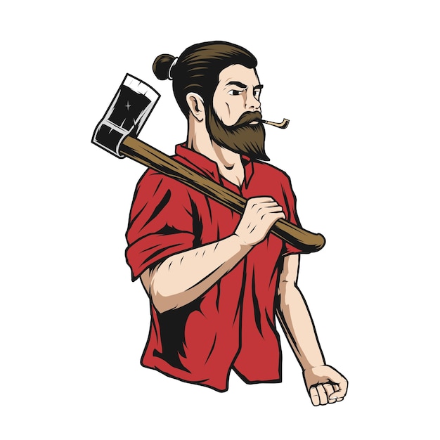 Lumberjack vector mascotte falegname