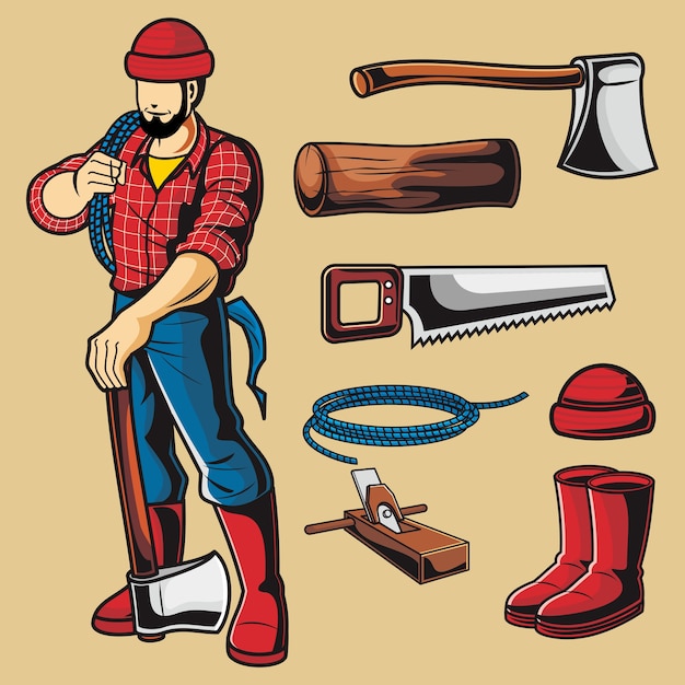 Vettore lumberjack vector pack