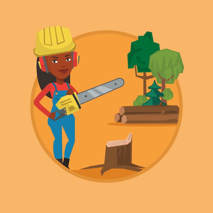 Vector lumberjack with chainsaw vector illustration.