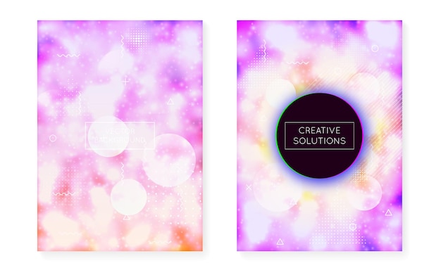 Vector luminous cover with liquid neon shapes. purple fluid. fluorescent background with bauhaus gradient. graphic template for brochure, banner, wallpaper, mobile screen. refulgent luminous cover.