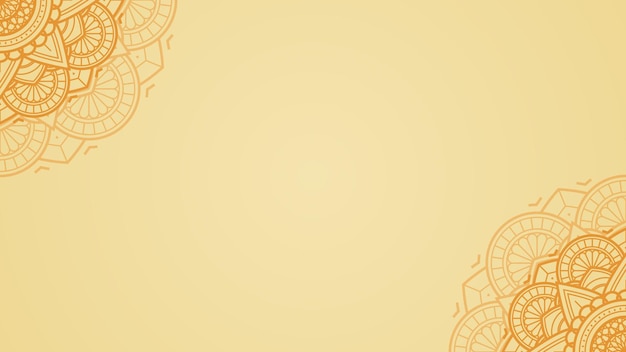 Luminous light yellow gold saffron blank horizontal vector background adorned with citrus mandalas