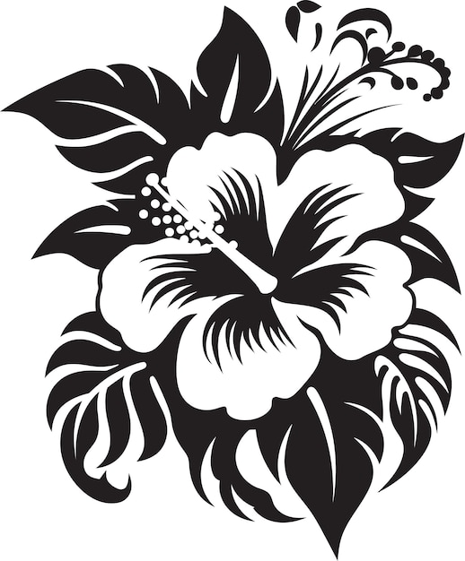 Luminous Noir Bouquet Black Floral Vector IllustrationsInkbrush Tropicana Vectorized