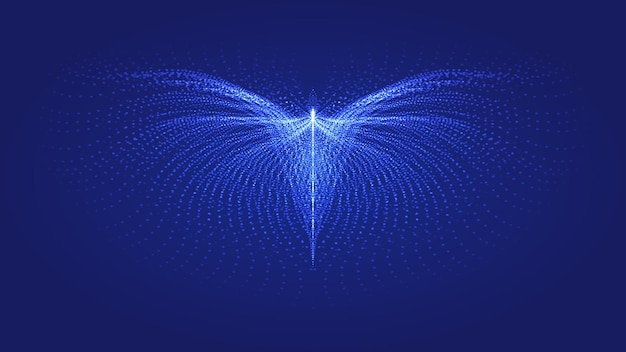 ベクトル 発光粒子の軌道を広げた翼または抽象的な蝶のベクトル グラフィックス