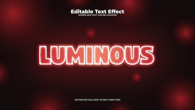 Luminous red editable text effect