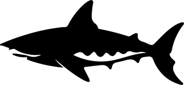 Vector luminous shark black silhouette with transparent background