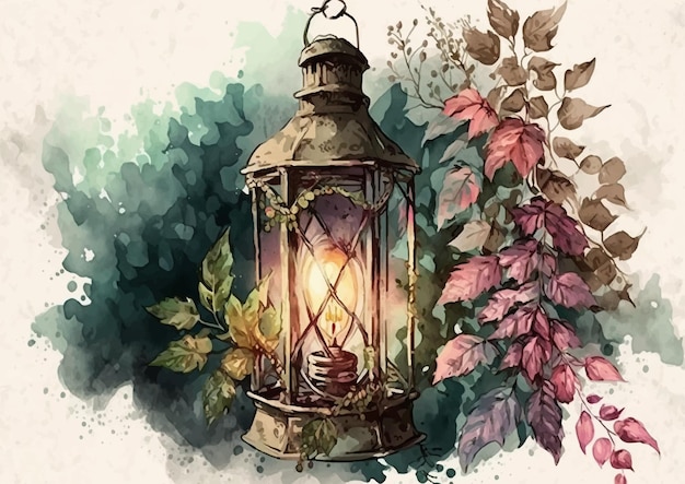 Luminous Watercolor Lantern Illustrations design