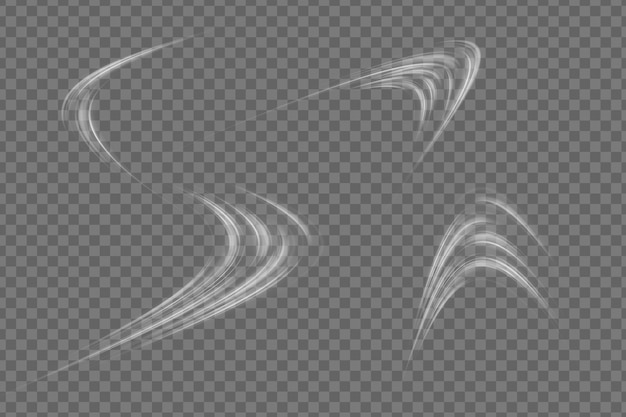 Vector luminous white lines png of speed light glowing effect abstract motion lines