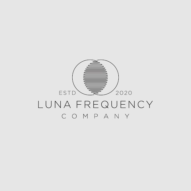 Logo luna con simbolo dell'equalizzatore musicale icona audio elettronica segno d'onda illustrazione vettoriale minima