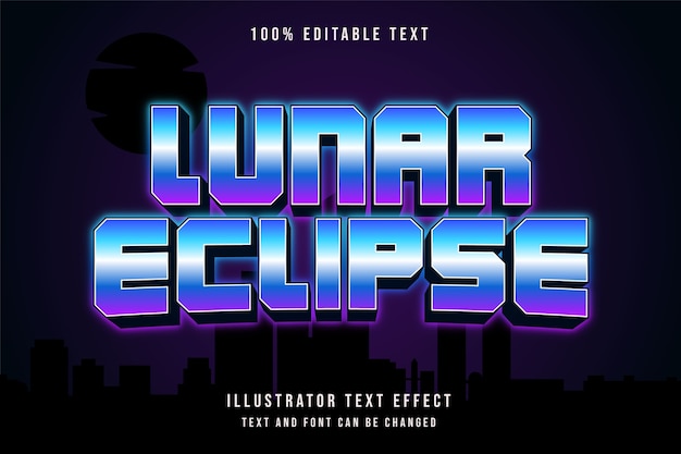 Lunar eclipse, editable text effect blue gradation pink neon text style