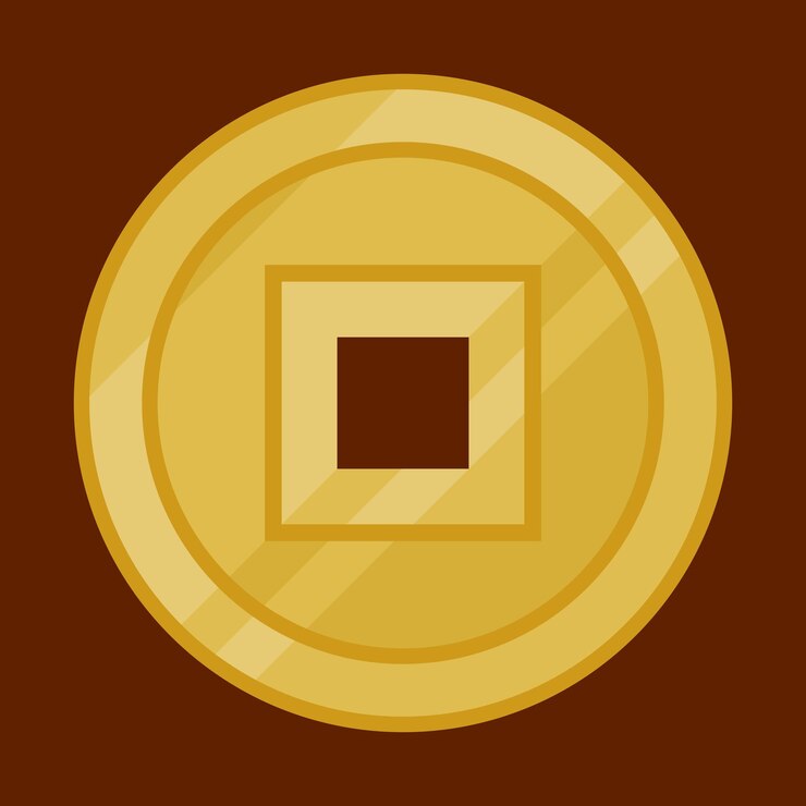 Vector lunar gold copper coin for chinese new year