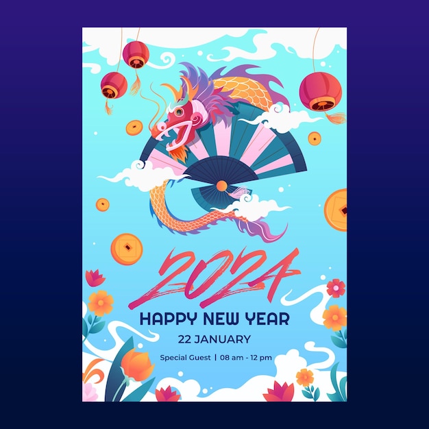 Premium Vector Lunar New Year 2024 poster