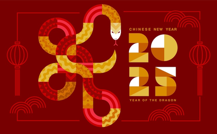 Vector lunar new year chinese new year 2025 year of the snake line art outline