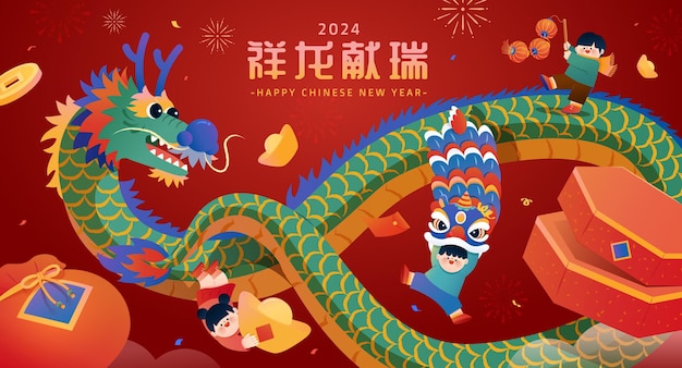 Vector lunar new year of dragon chinese new year 2024