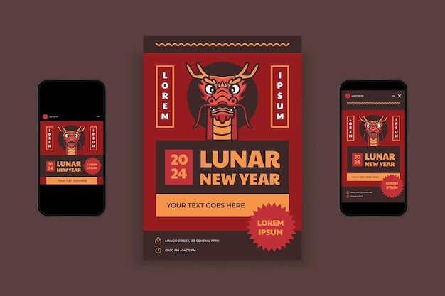 Vector lunar new year flyer design