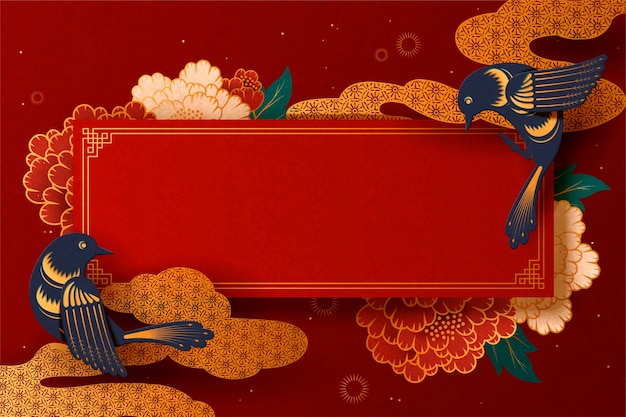 Lunar year traditional spring couplet background with swallow