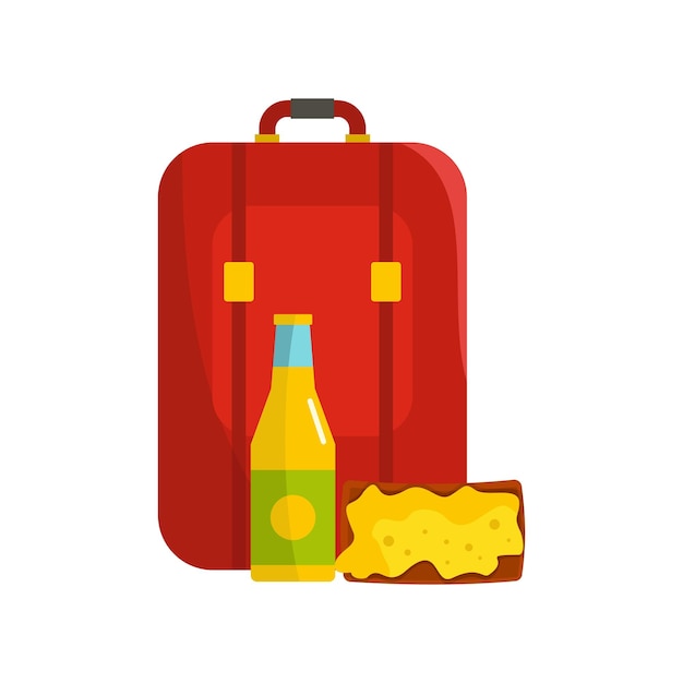 Lunch in backpack icon Flat illustration of lunch in backpack vector icon for web