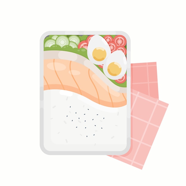 Vector lunch box in flat design  .