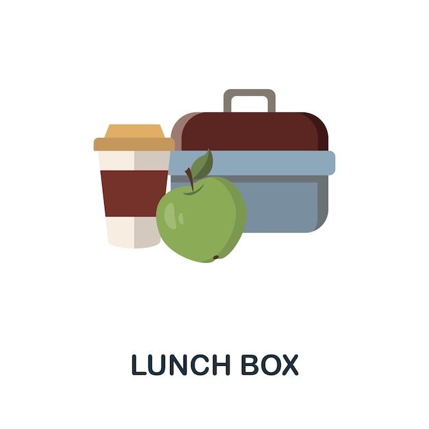 Плоская иконка Lunch Box Цветной знак из коллекции услуг на вынос Иллюстрация значка Creative Lunch Box для инфографики веб-дизайна и многого другого