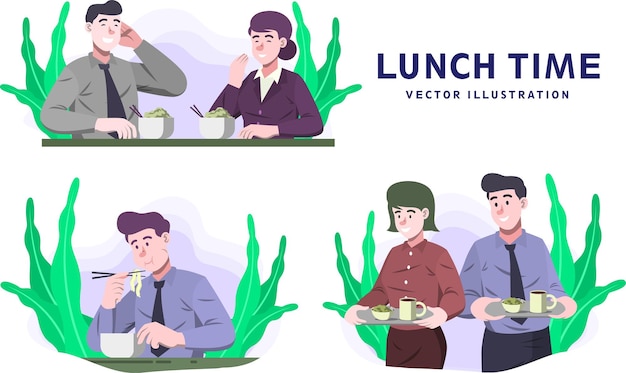 Lunch time - activity vector illustration