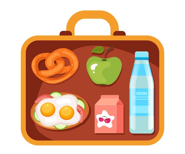 Lunchbox school lunchbox voeding dienblad abstract concept grafisch ontwerp illustratie