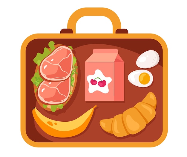 Vector lunchbox school lunchbox voeding dienblad abstract concept grafisch ontwerp illustratie