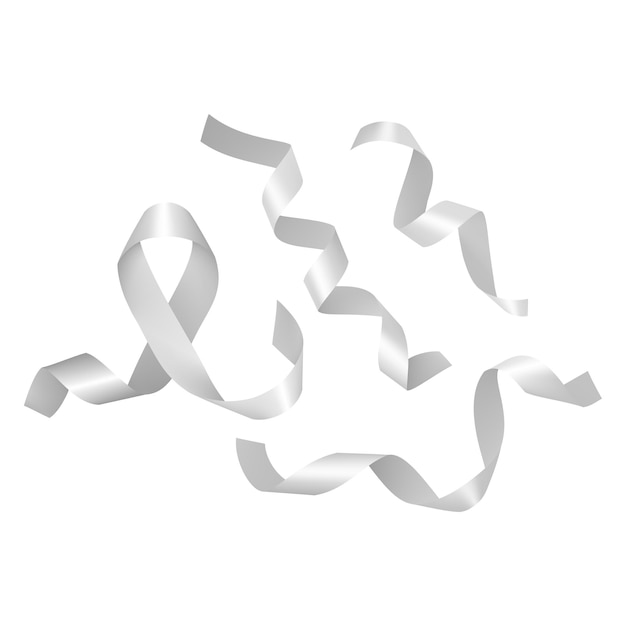 Lung cancer awareness month. white color ribbon isolated on white background. vector illustration