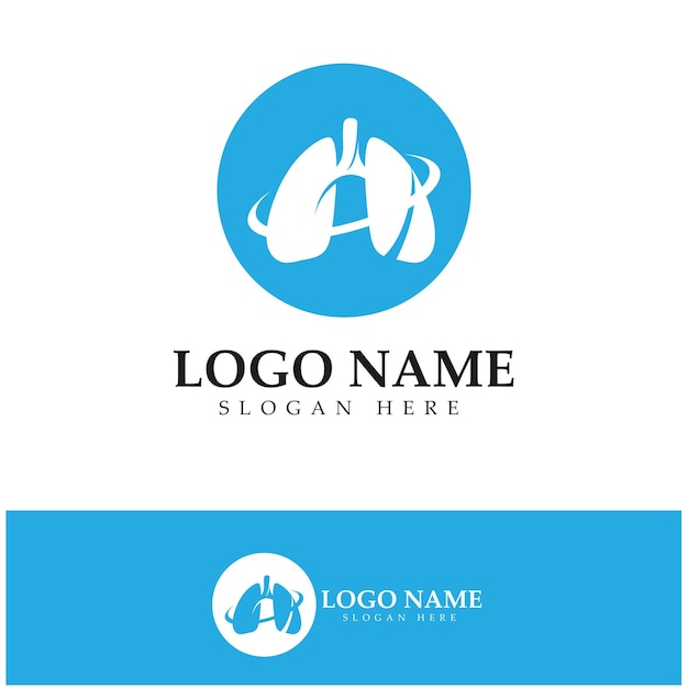 Lung health and care logo templateemblemdesign conceptcreative symboliconvector illustration