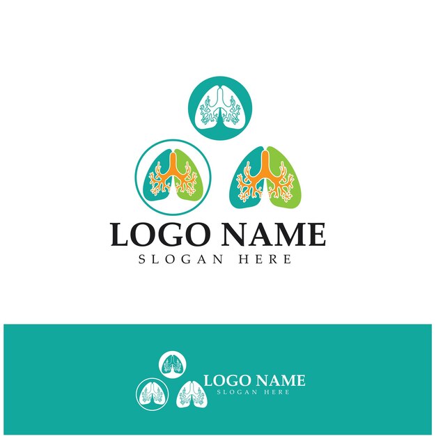 Lung health and care logo templateemblemdesign conceptcreative symboliconvector illustration