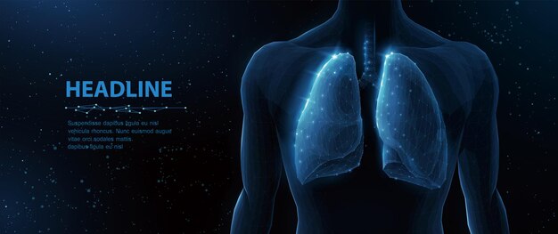 Polmone e corpo umano vettore astratto polmoni 3d sullo sfondo del corpo salute umana sistema respiratorio