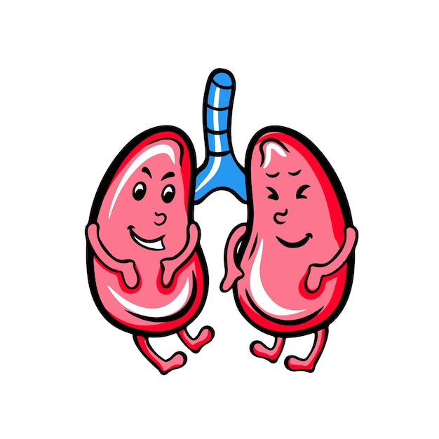 폐 만화 캐릭터 아이콘 평면 디자인 벡터