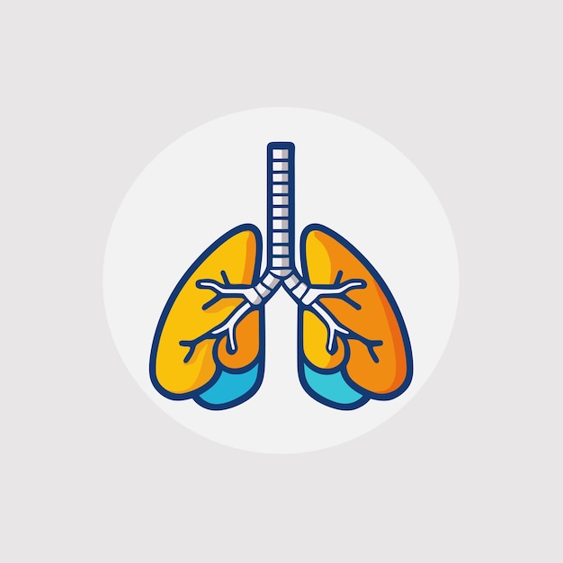 Vector lungs cartoon drawing respiratory health concept design