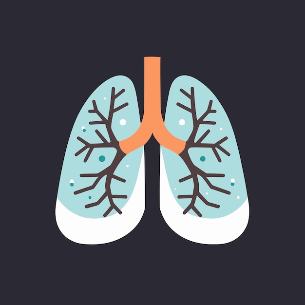 Disegno a cartone animato dei polmoni, progettazione concettuale della salute respiratoria