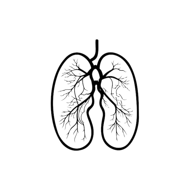 Lungs Icon hand draw black colour world health logo vector element and symbol