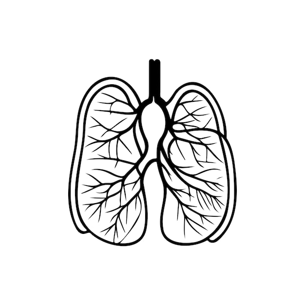 Lungs Icon hand draw black colour world health logo vector element and symbol