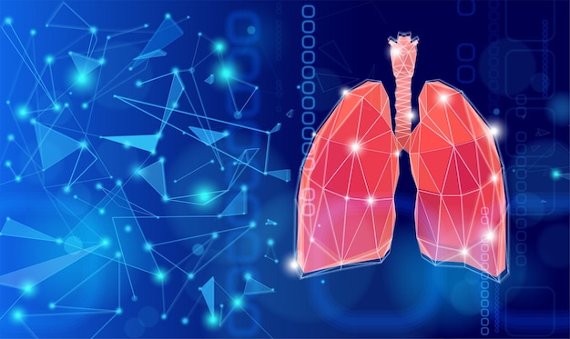 Lungs illustration showing connections using lines and triangles