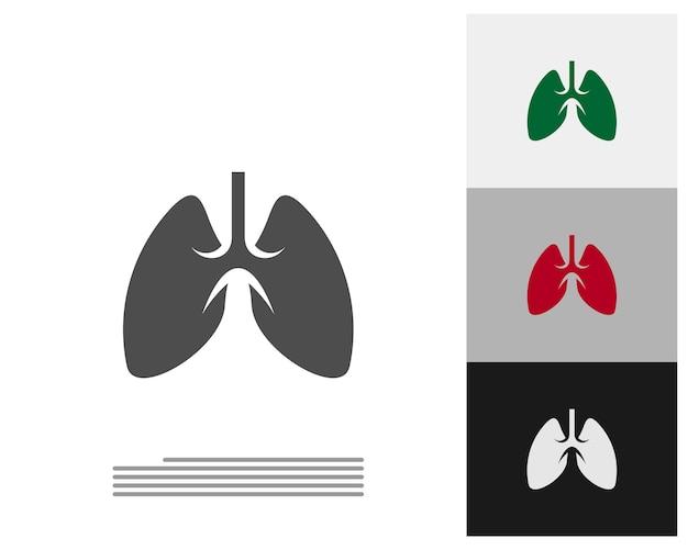 Icona del simbolo creativo del concetto di design dell'emblema del vettore di progettazione del modello del logo dei polmoni