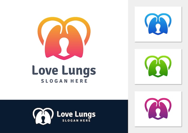 Lungs love logo vector