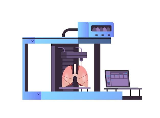 Vector lungs model prints on 3d bio printer medical printing of human transplantation organ biological engineering bioprinting