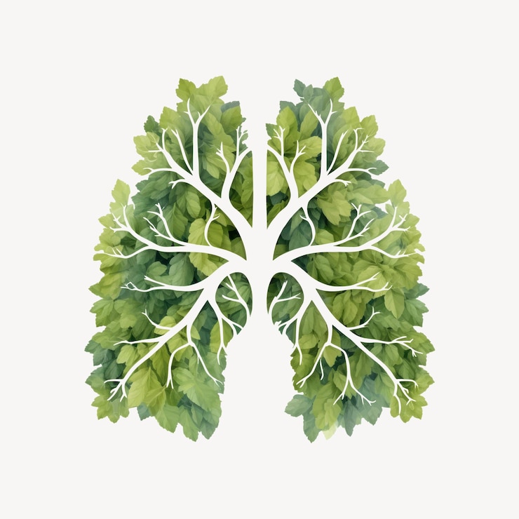 Vector lungs nature health green leaves