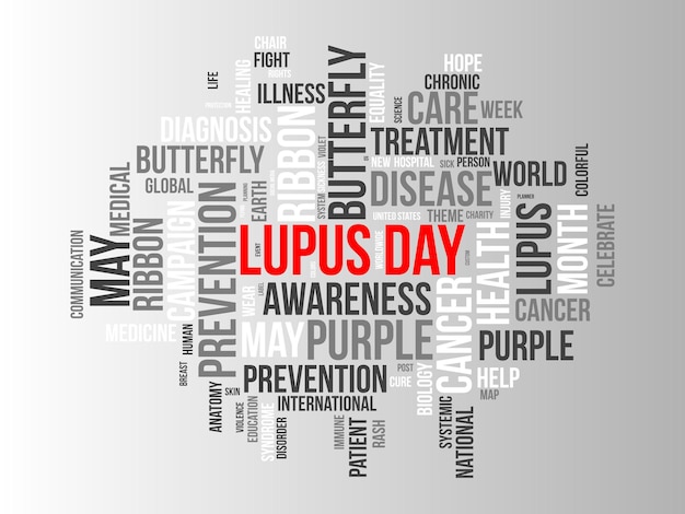 Lupus Day word cloud template Health awareness concept vector background