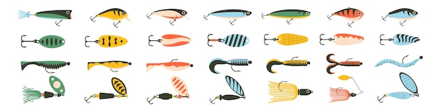 Vector lure set fishing lure icon set fishery bait