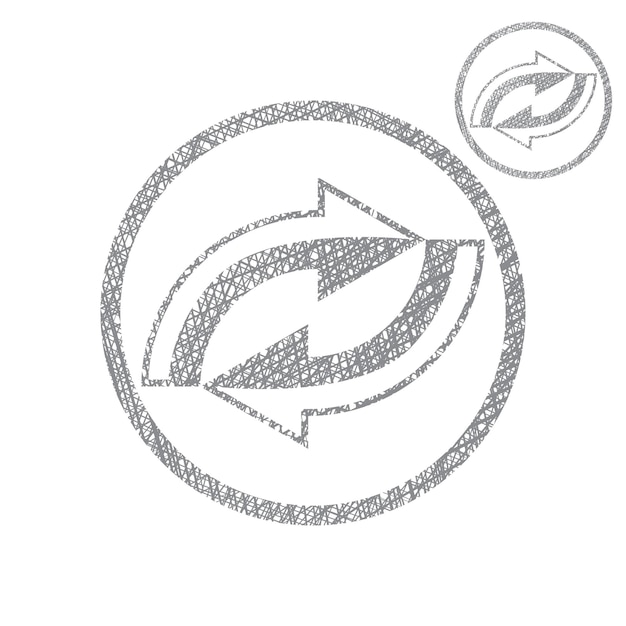 Lus pijlen conceptuele symbool vector eenvoudige enkele kleur pictogram geïsoleerd op een witte achtergrond met schets bekleed hand getrokken textuur.