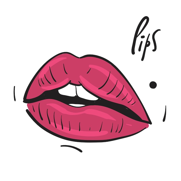 Vector luscious painted lips. vector illustration.