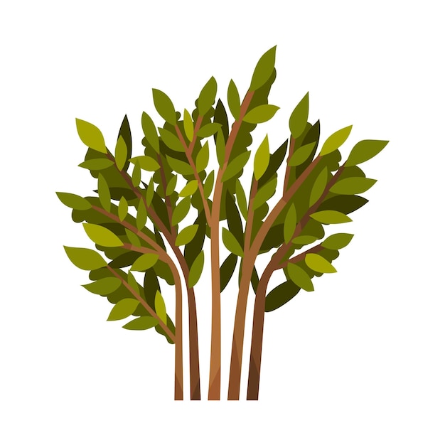 벡터 갈색 가지 와 녹색 잎 을 가진 울창 한 덤불  ⁇ 색 바탕 에 있는  ⁇ 터 일러스트레이션