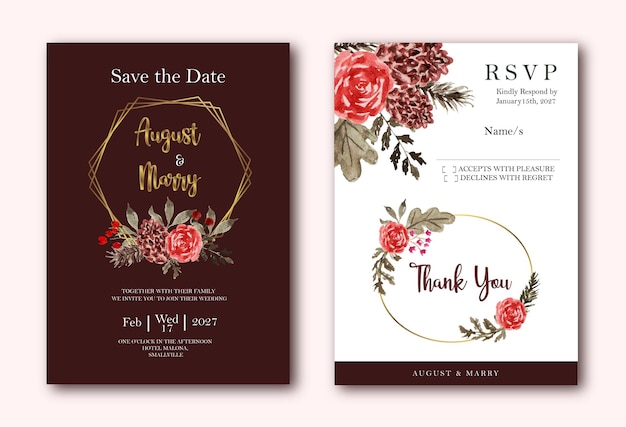 a lux wedding invitation template design with winter flower decoration